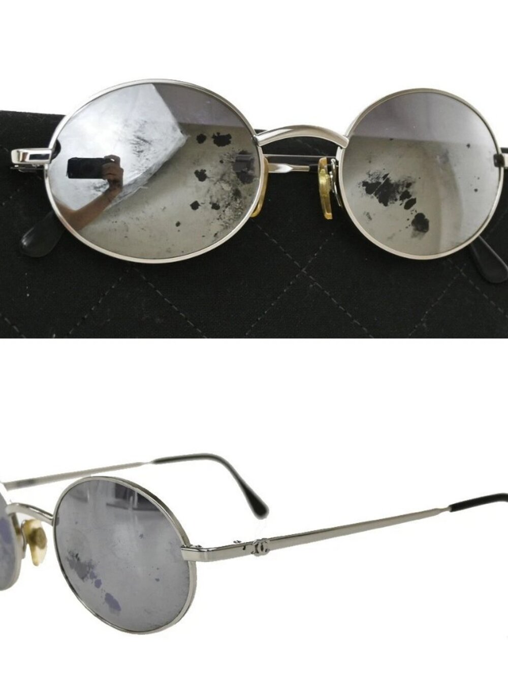 CHANEL CC Sunglasses Eye Wear Mirror Lens Metal Plastic Silver 06934 07RL317